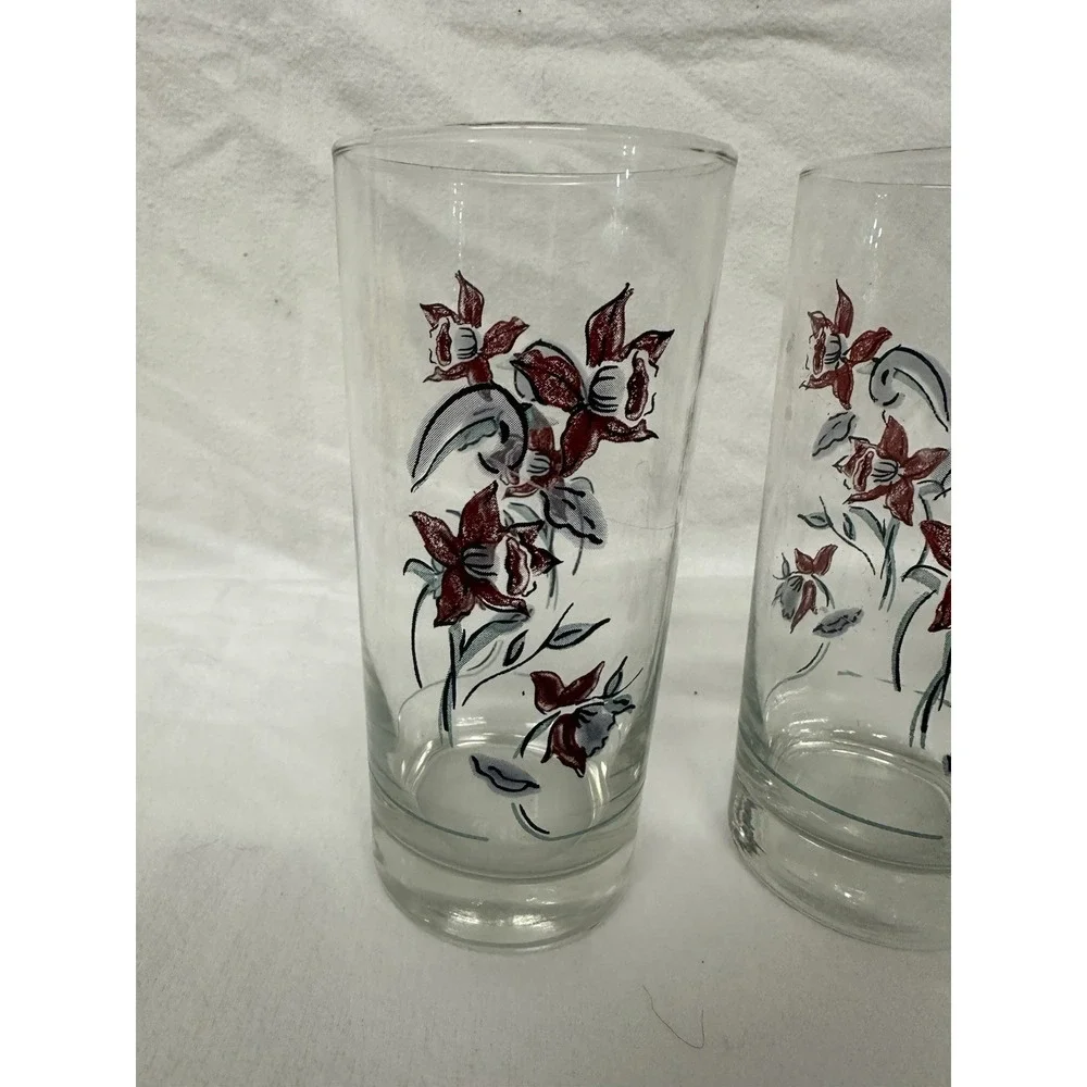 Red Daffodil Flower Glasses Tumblers 6.25